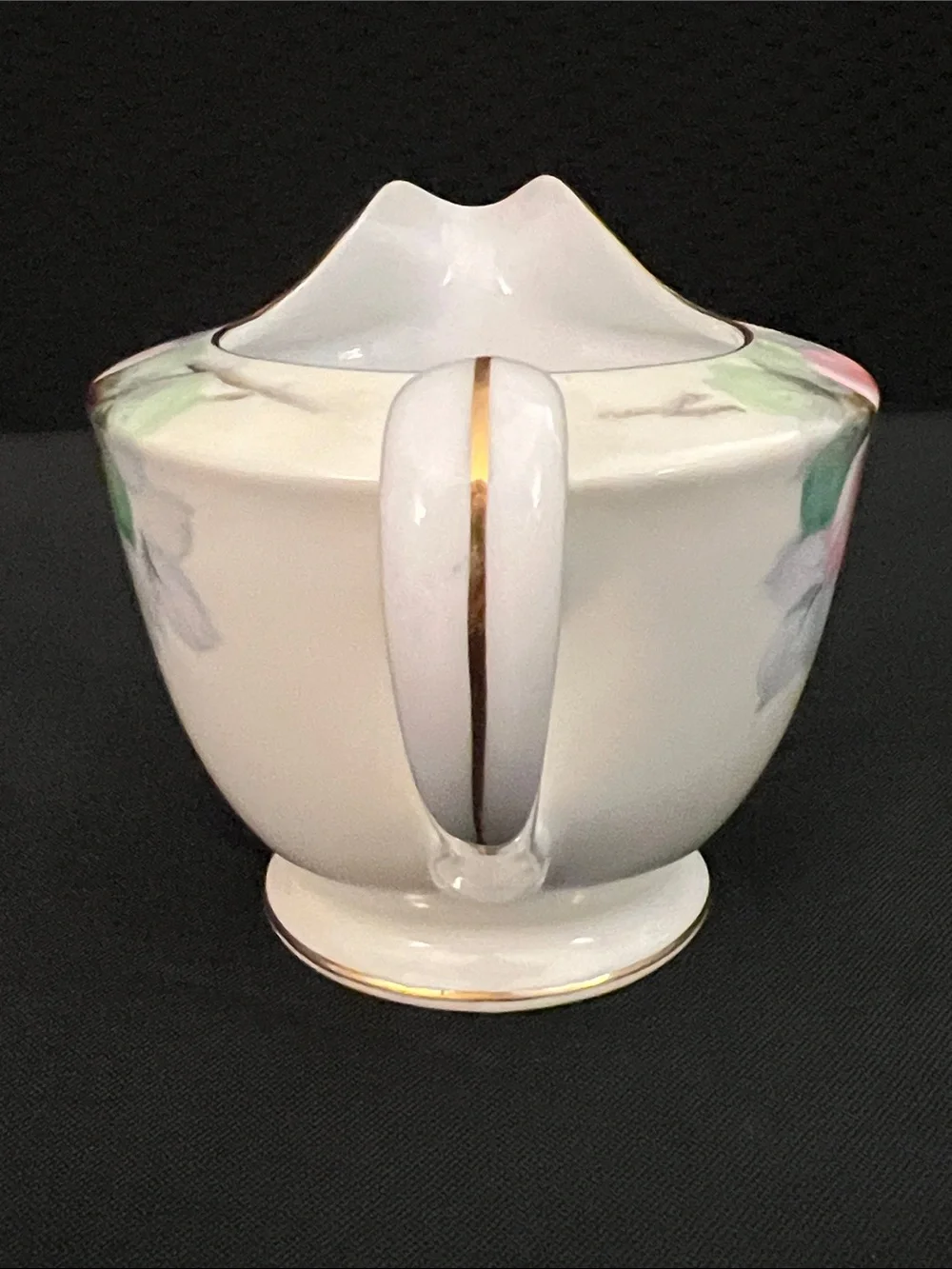 Aichi China  Porcelain Sugar and Creamer Set with Gold Trim - Pink Roses
